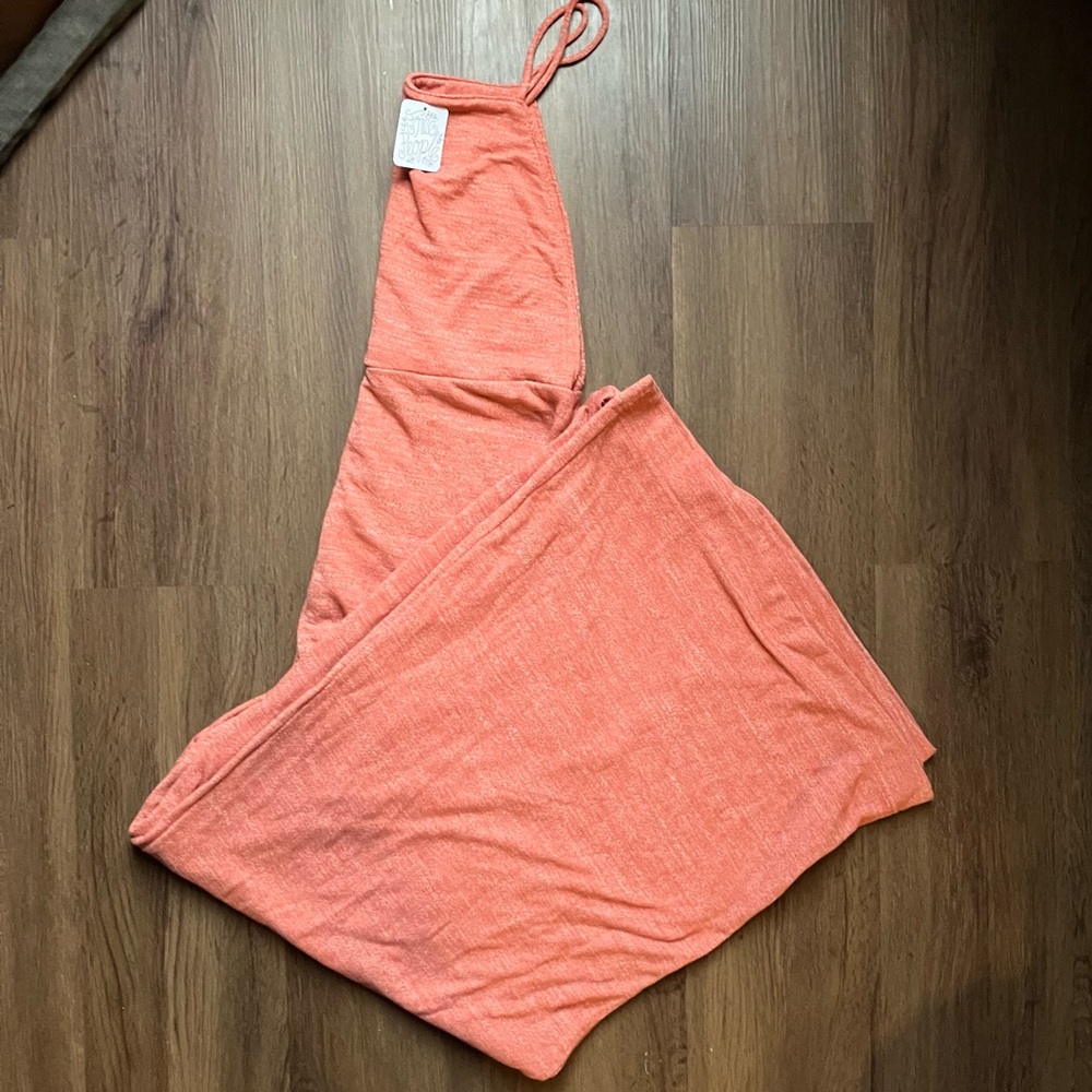 NWT Free People FP Beach Morning Stroll Jumper Rust Red Wide Leg Jumpsuit Medium